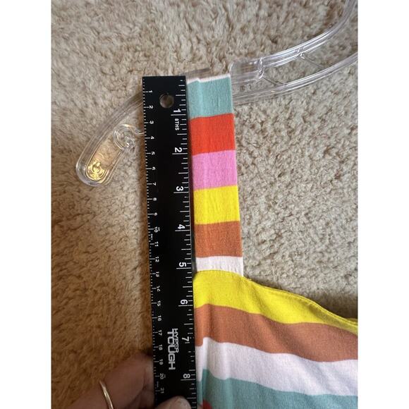 J. Crew Rainbow Stripe Tiered Maxi Dress Sz XL Dopamine Vacation Beach Comfort - Picture 10 of 16